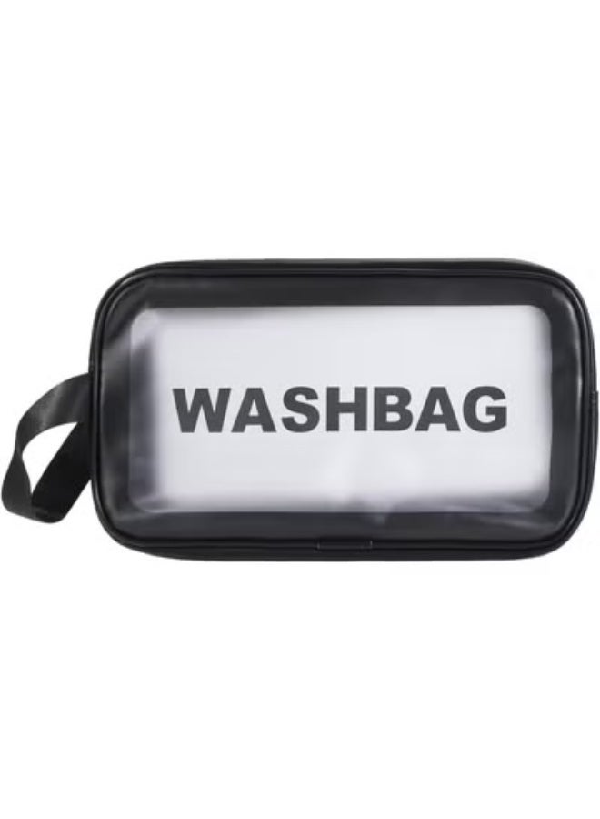 حقيبة أدوات تجميل شفافة، حقيبة مكياج، حقيبة سفر شفافة للنساء والفتيات (مقاس أسود صغير)) - Image 1